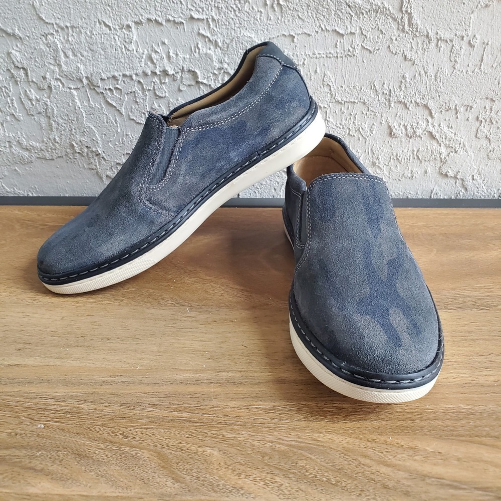 Johnston & Murphy McGuffey Slip On Sneakers Suede Camouflage Boys Sz 2 Blue Gray